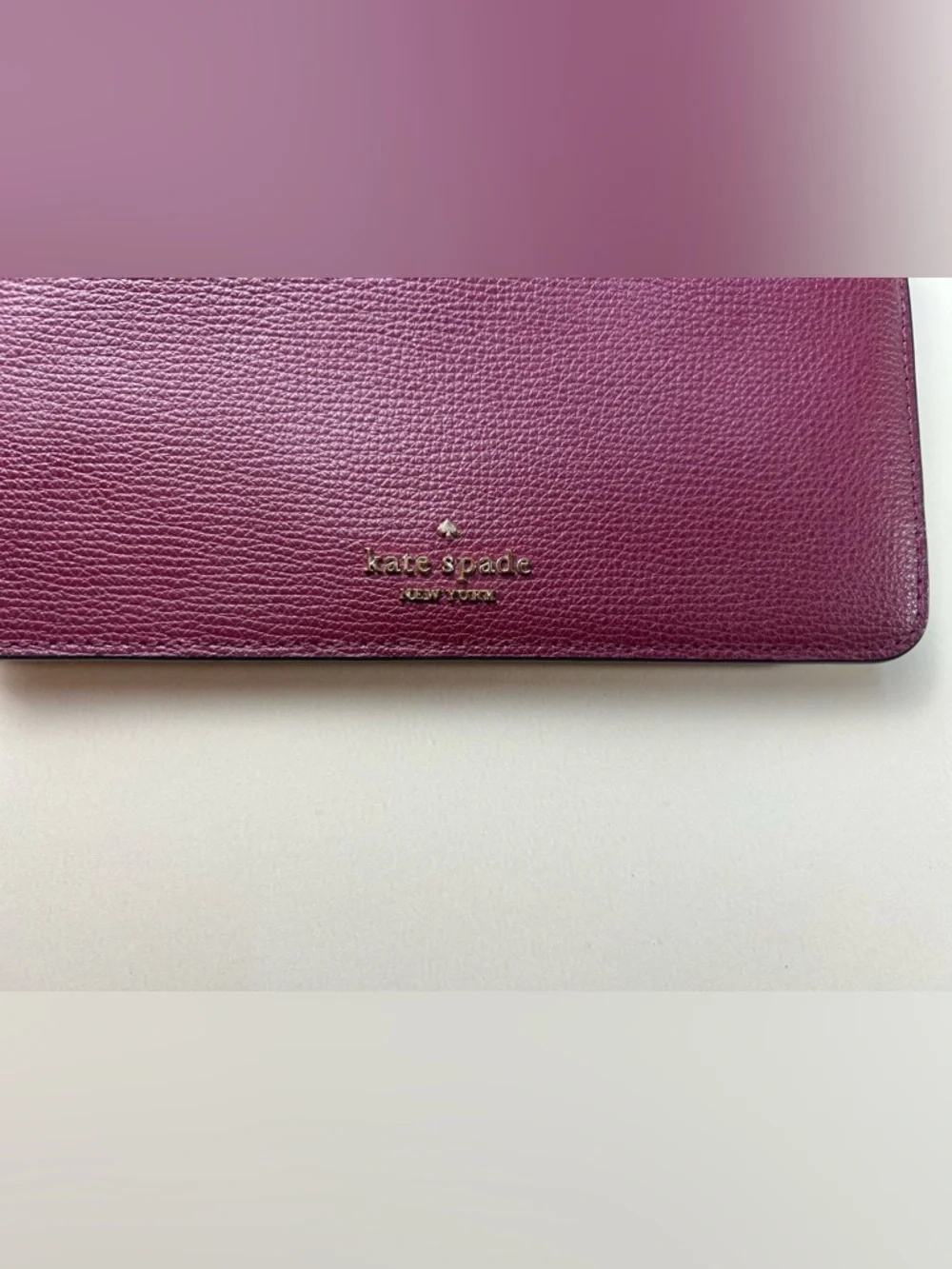 kate spade Plum Leather Wristlet Clutch with Detachable Strap